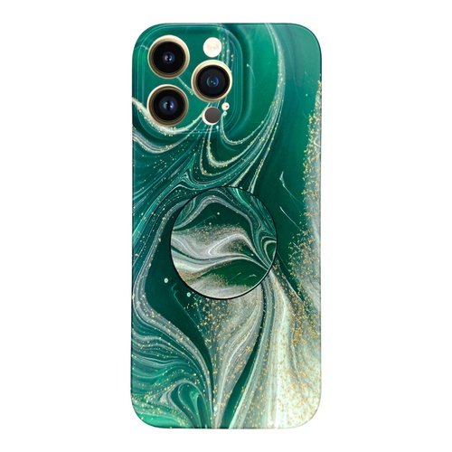 Ön Yüz iPhone 14 Pro Max Yeşil Mermer Görünümlü  Kılıf