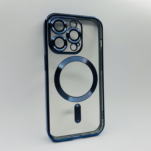 Ön Yüz iPhone 14 Pro Mavi Parlak Kenarlı MagSafe Kılıf