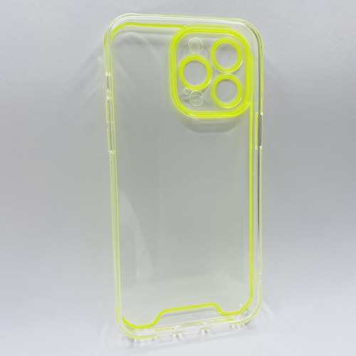 Arka Yüz  iPhone 14 Pro Max Sarı Fosforlu Şeffaf Silikon Kılıf