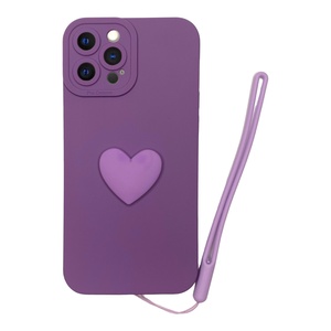 iPhone 12 Pro Max Lila Kalp Silikon Kılıf