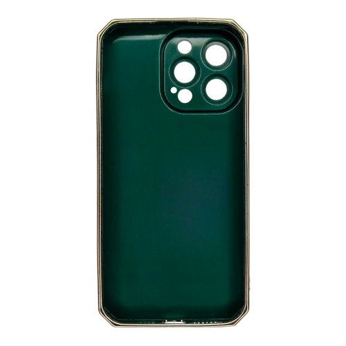Arka Yüz iPhone 14 Pro Max Kamera Korumalı Altın Renkli Yeşil Silikon Kılıf