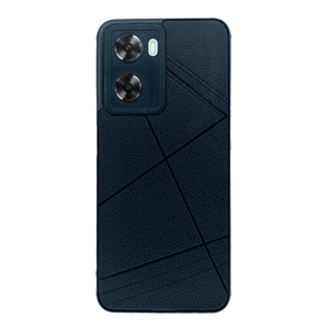 Oppo A77 Kamera Korumalı Siyah Deri Tasarımlı Silikon Kılıf