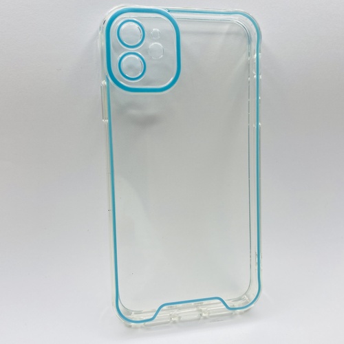 Ön Yüz iPhone 11 Mavi Fosforlu Şeffaf Silikon Kılıf