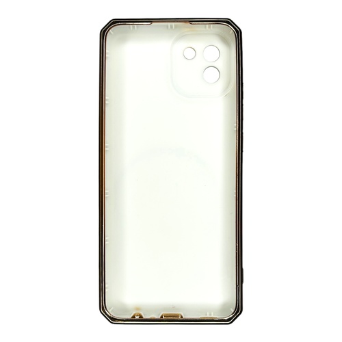 Arka Yüz Samsung Galaxy A03 Kamera Korumalı Altın Renkli Beyaz Silikon Kılıf