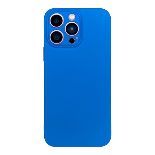 Ön Yüz iPhone 14 Pro Max İçi Süet Tasarımı Mavi Silikon Kılıf