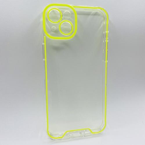Ön Yüz iPhone 14 Plus Sarı Fosforlu Şeffaf Silikon Kılıf