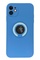 Ön Yüz İphone 11 Kamera Korumalı Yüzüklü Mavi Silikon Kılıf