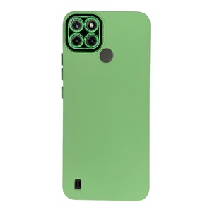 Realme C25Y Yeşil Metal Kamera Korumalı Silikon Kılıf