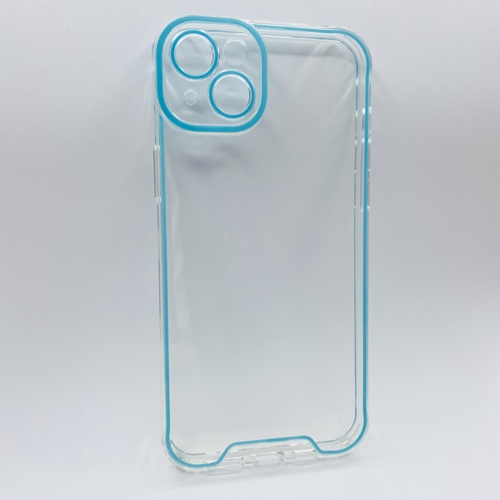 Ön Yüz iPhone 14 Plus Mavi Fosforlu Şeffaf Silikon Kılıf