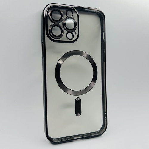 Ön Yüz iPhone 13 Pro Max Siyah Parlak Kenarlı MagSafe Kılıf