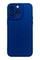 Ön Yüz İPhone 14 Pro Max Kamera Korumalı Deri Desenli Mavi Silikon Kılıf