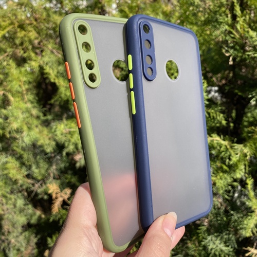 Dış Çekim Toplu Huawei P40 lite E Yeşil Kenarlı Saydam Silikon Kılıf