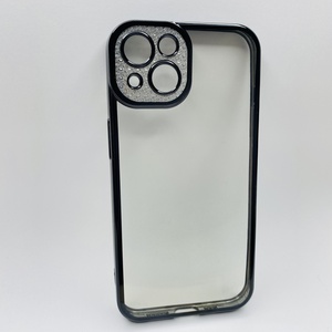 iPhone 13 Siyah Çerceveli Elmas Görünümlü Silikon Kılıf