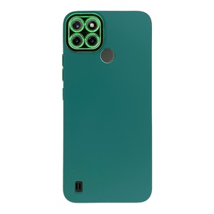 Realme C25Y Koyu Yeşil Metal Kamera Korumalı Silikon Kılıf