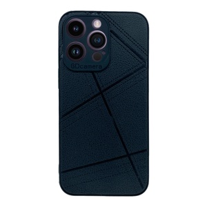 iPhone 13 Pro Kamera Korumalı Siyah Deri Tasarımlı Silikon Kılıf
