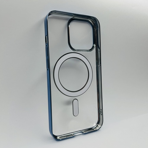 Arka Yüz  iPhone 13 Pro Mavi Parlak Kenarlı MagSafe Kılıf
