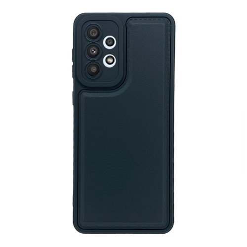 Ön Yüz Samsung Galaxy A33 5G Kamera Korumalı Deri Desenli Siyah Silikon Kılıf