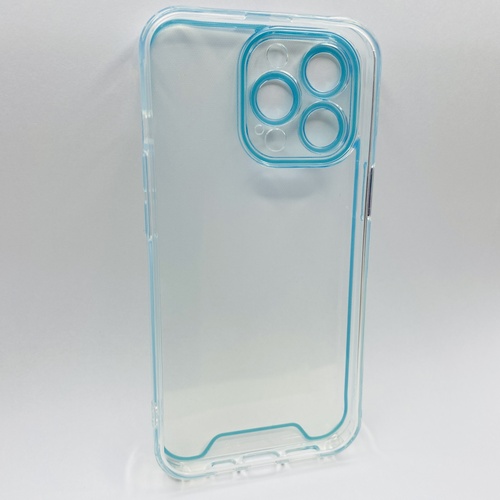 Arka Yüz iPhone 13 Pro Mavi Fosforlu Şeffaf Silikon Kılıf