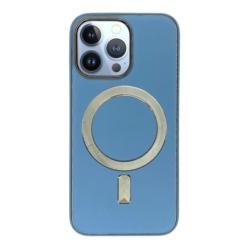 Ön Yüz iPhone 13 Pro Mavi Deri MagSafe Kılıf