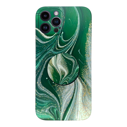 Ön Yüz iPhone 12 Pro Max Yeşil Mermer Görünümlü Kılıf