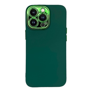 iPhone 13 Pro Koyu Yeşil Metal Kamera Korumalı Silikon Kılıf