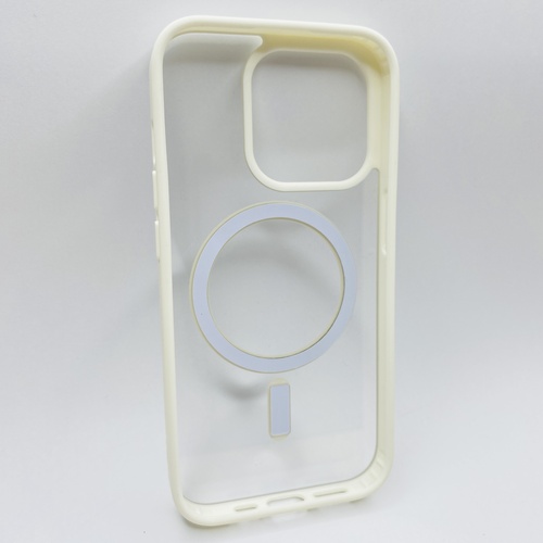 Arka Yüz İPhone 15 Pro Beyaz Çerçeveli MagSafe Kılıf