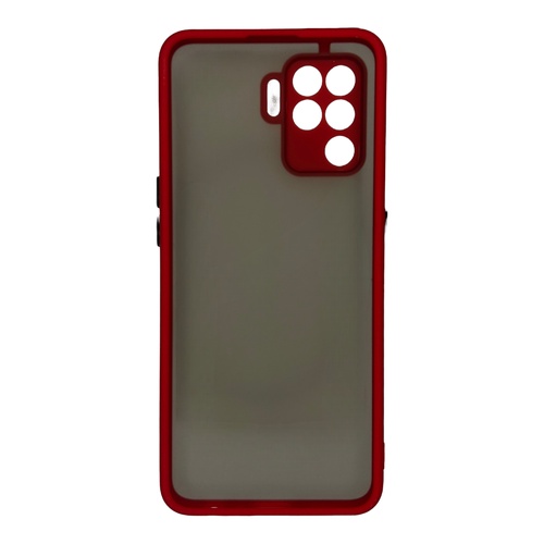 Dış Çekim Ön Yüz Oppo A94 4G Kırmızı Kenarlı Saydam Silikon Kılıf