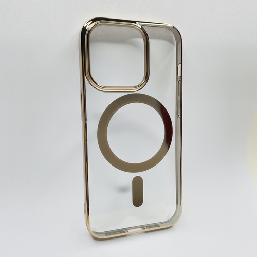 Ön Yüz iPhone 14 Pro Gold Parlak Kenarlı MagSafe Kılıf