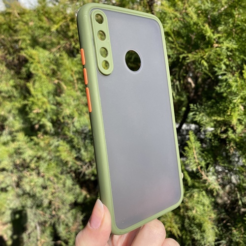Dış Çekim Huawei P40 lite E Yeşil Kenarlı Saydam Silikon Kılıf