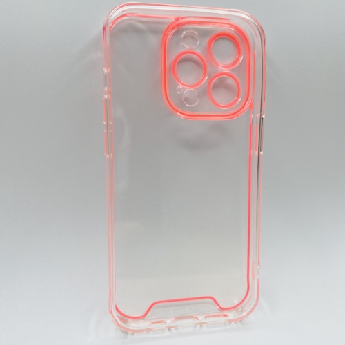 Arka Yüz iPhone 14 Pro Kırmızı Fosforlu Şeffaf Silikon Kılıf