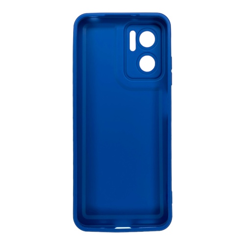 Arka Yüz Xiaomi Redmi Note 11E Kamera Korumalı Deri Desenli Mavi Silikon Kılıf