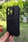 Dış Çekim Ön Yüz İPhone 14 Pro Kamera Korumalı Siyah Deri Tasarımlı Silikon Kılıf