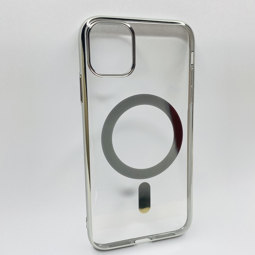 Ön Yüz iPhone 11 Gümüş Parlak Kenarlı MagSafe Kılıf