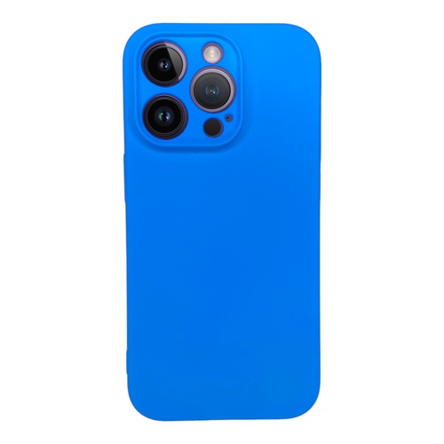Ön Yüz iPhone 14 Pro İçi Süet Tasarımı Mavi Silikon Kılıf
