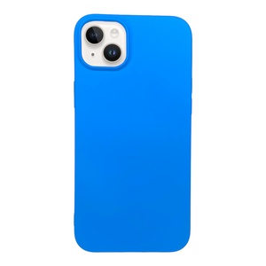 iPhone 14 Plus İçi Süet Tasarımı Mavi Silikon Kılıf