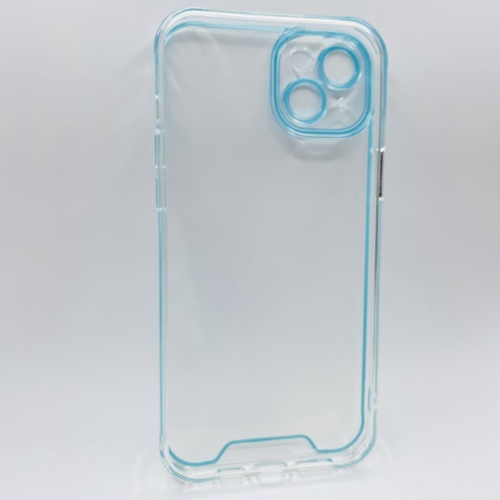 Arka Yüz iPhone 14 Plus Mavi Fosforlu Şeffaf Silikon Kılıf