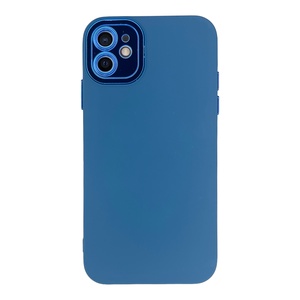 iPhone 11 Mavi Metal Kamera Korumalı Silikon Kılıf