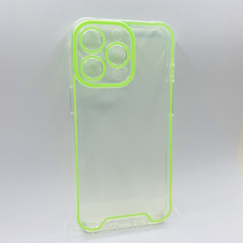 Ön Yüz iPhone 13 Yeşil Fosforlu Şeffaf Silikon Kılıf