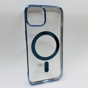 iPhone 14 Mavi Parlak Kenarlı MagSafe Kılıf