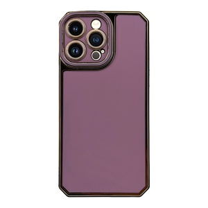 iPhone 14 Pro Max Kamera Korumalı Altın Renkli Mor Silikon Kılıf
