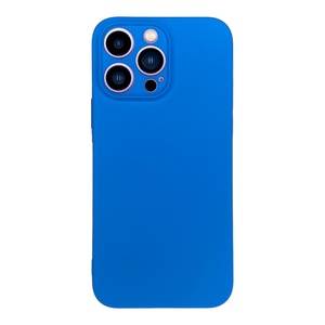 iPhone 14 Pro Max İçi Süet Tasarımı Mavi Silikon Kılıf