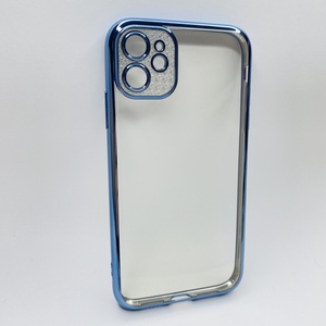 iPhone 11 Mavi Çerceveli Elmas Görünümlü Silikon Kılıf