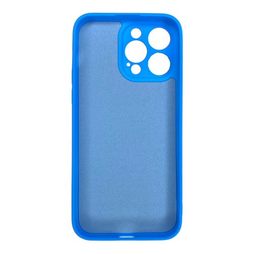 Arka Yüz iPhone 14 Pro Max İçi Süet Tasarımı Mavi Silikon Kılıf