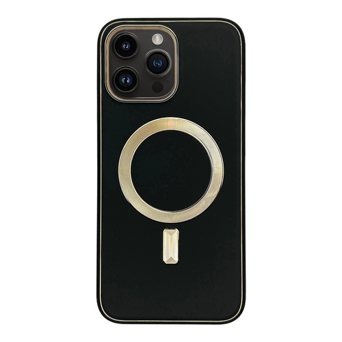 Ön Yüz iPhone 14 Pro Max Siyah Deri MagSafe Kılıf