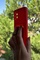 Dış Çekim Ön Yüz Samsung Galaxy A72 5G Askılı ve Kartlıklı Kırmızı Silikon Kılıf