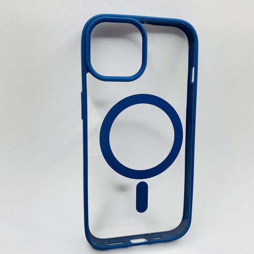 Ön Yüz iPhone 15 Lacivert Çerçeveli MagSafe Kılıf