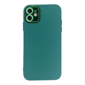 iPhone 11 Koyu Yeşil Metal Kamera Korumalı Silikon Kılıf