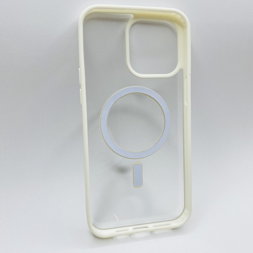Arka Yüz İPhone 15 Pro Max Beyaz Çerçeveli MagSafe Kılıf