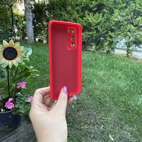 Dış Çekim Arka Yüz Huawei P40 İçi Süet Tasarımı Kırmızı Silikon Kılıf