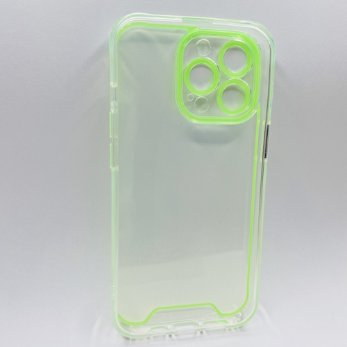 Arka Yüz iPhone 13 Yeşil Fosforlu Şeffaf Silikon Kılıf